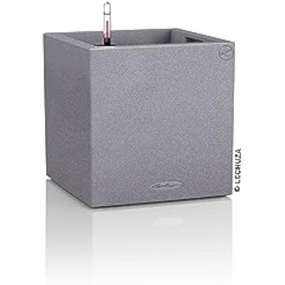 Lechuza Self Watering Plant Pot CANTO Stone 40 Low Plastic Indoor and Outdoor Plant Pot with Drainage Hole H40 L40 W40 cm Stone Gray