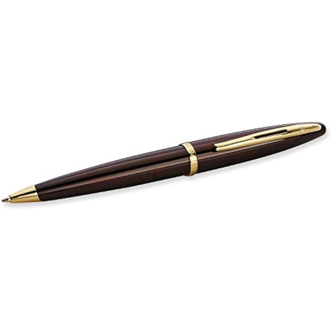 Waterman Carène Marine Amber Ballpoint Pen | Gloss Brown & Black with 23k Gold Clip | Medium Point with Blue Ink Cartridge | Gift Box