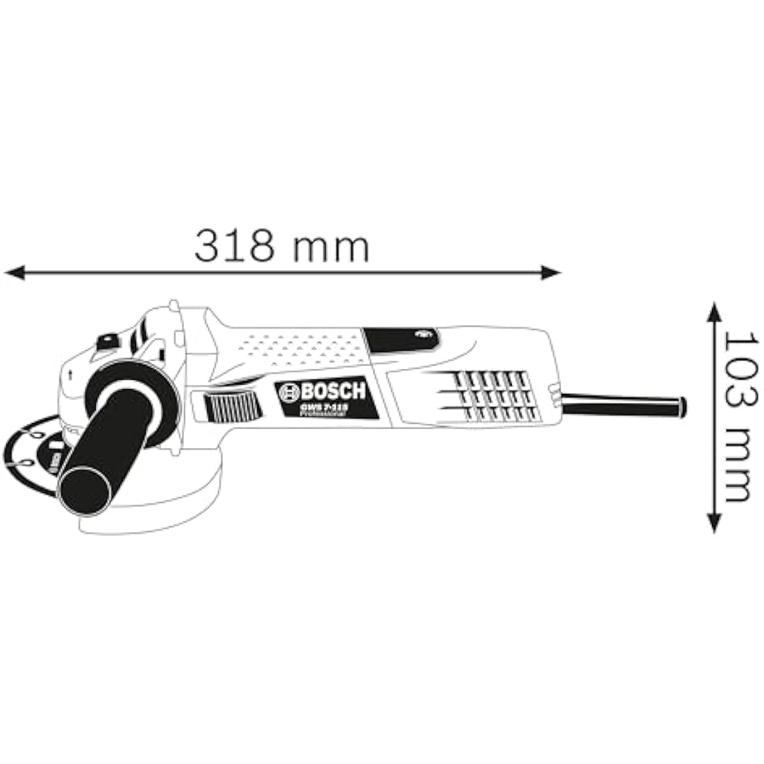 Bosch Professional Corded Angle Grinder GWS 7-115 (240V, 720W, incl. Auxiliary handle, Backing flange, Locking nut, Protective guard, Two-hole spanner)
