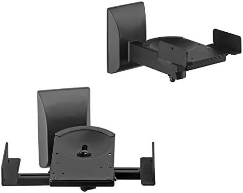 suptek Dual Side Clamping Bookshelf Speaker Wall Mounting Bracket Adjustable for Large Surrounding Sound Speakers, Hold up to 25kgs Each Black SPM201 (2 Packs)