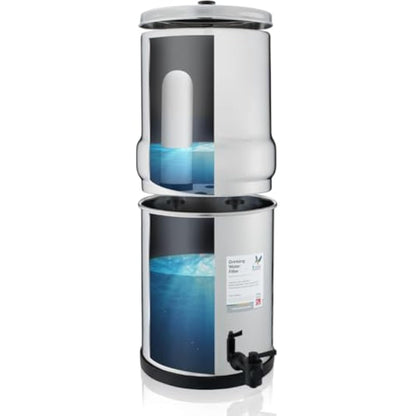 British Berkefeld 12L Stainless Steel Gravity Water Filter System | Comes With 2 Ultra Sterasyl Cartridges | Great Tasting Clean Water | No Power Or Plumbing Required | For Home Or Outdoor Use