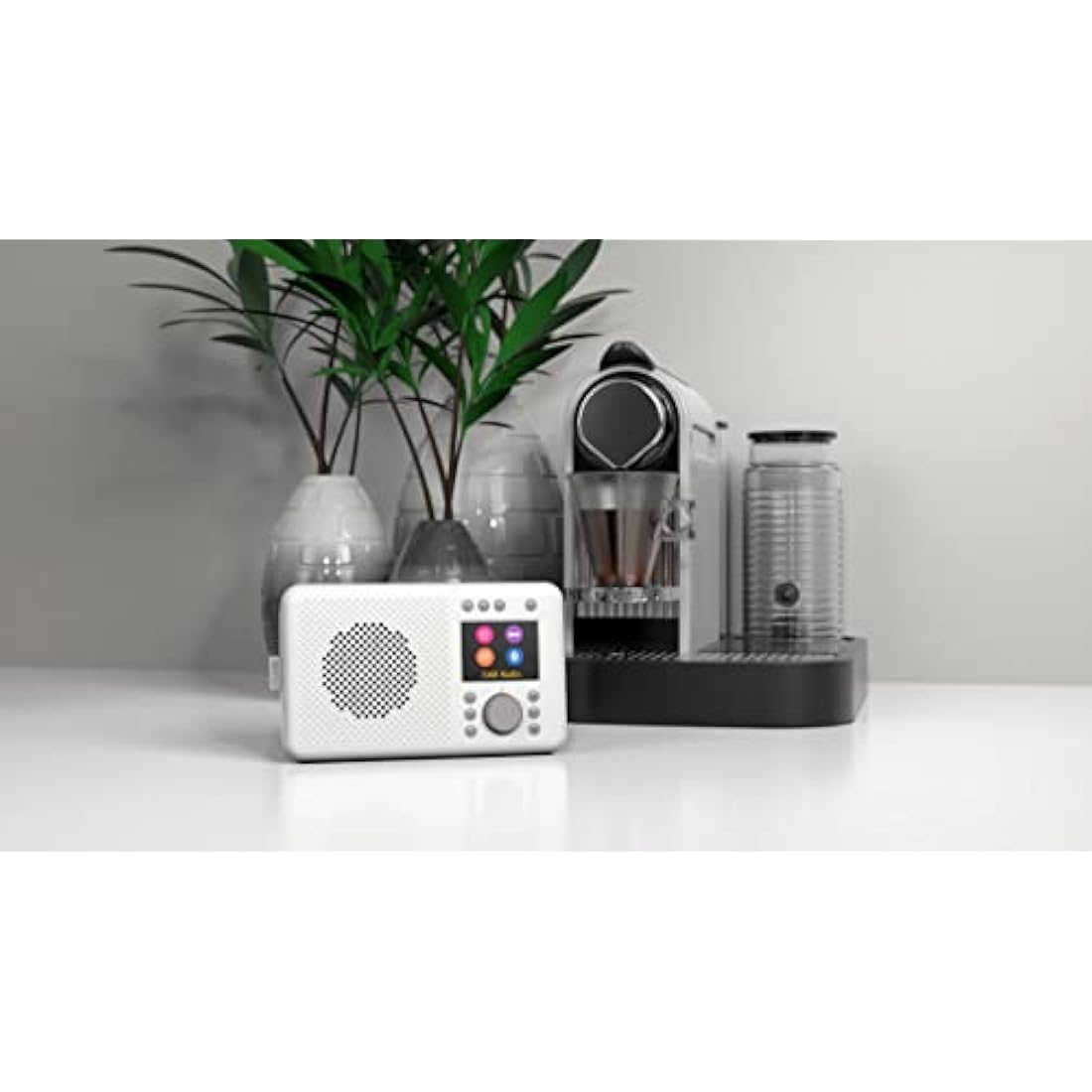 Pure Elan Connect portable DAB+ radio with Bluetooth 5.0 (DAB/DAB+ & FM radio, TFT colour display, 20 station memory, preset buttons, 3.5mm AUX jack, mains and battery powered) Stone Grey