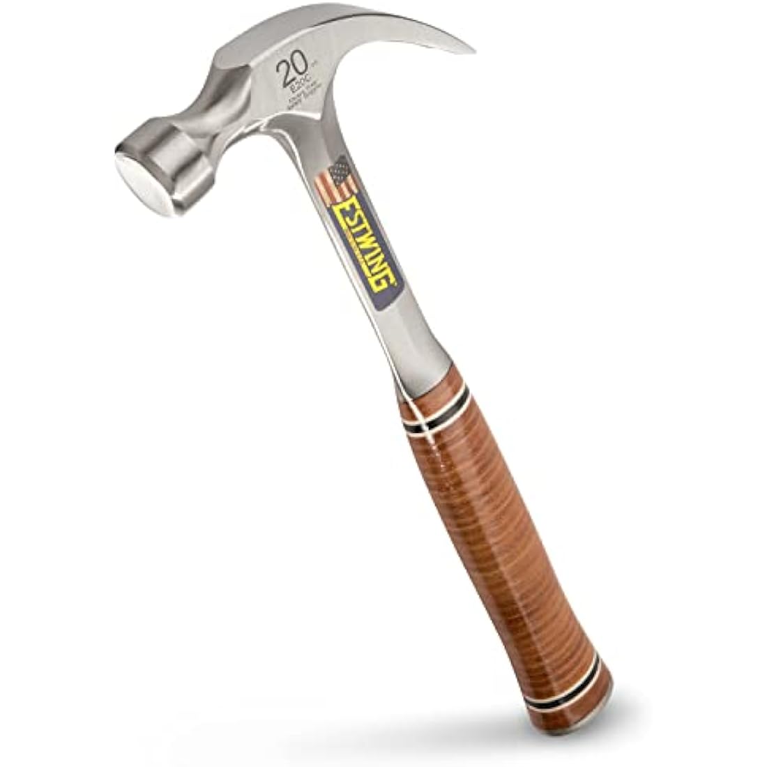 Estwing E20C Curved Claw Hammer - Leather Grip,Blue Finish,560g (20oz)
