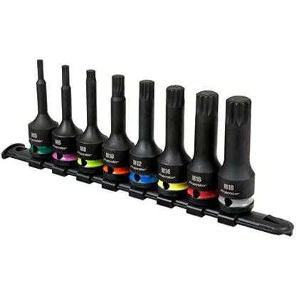 Sealey Spline Impact Socket Bit Set 8pc 1/2" Sq Drive - AK56004