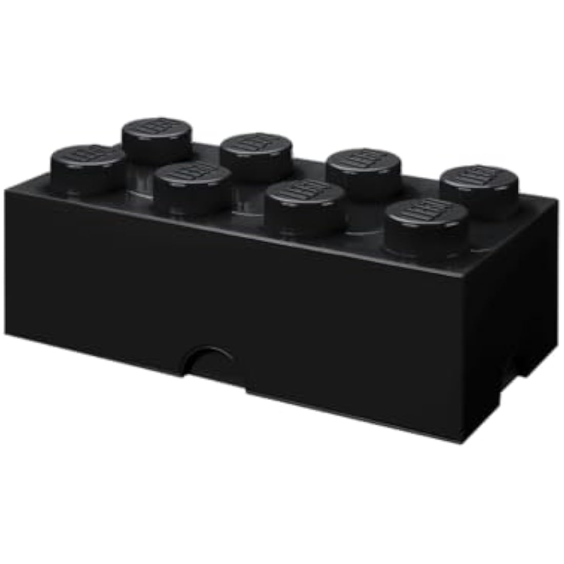LEGO Storage Brick 8 Knobs BLACK - Stackable Plastic Storage Box with Lid for Kids and Adults, Ideal Desk Organizer and Toy Box - 12.1L Capacity