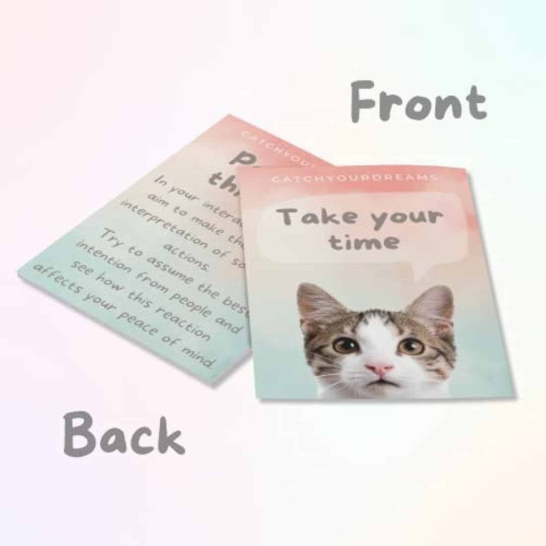Catchyourdreams Cats Against Anxiety Cards - 50 Cards For Self Esteem and Stress, Affirmations for Anxiety Emotions Oracle Tarot Self Therapy