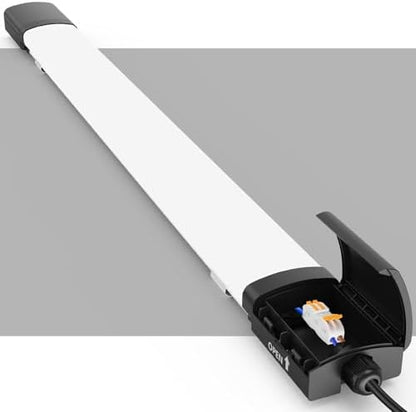 Amdelne LED Batten Light 5FT 150CM, Plug in Linkable Garage Lighting, IP65 Waterproof Ceiling Strip Lights for Shed, Workshop, Office, Kitchen, 45W 6500K Daylight