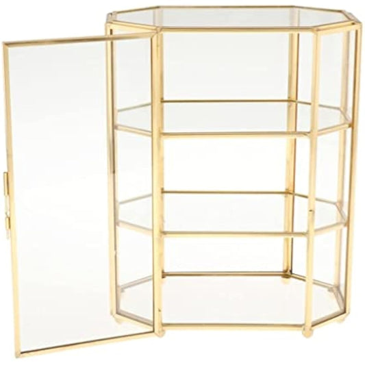 zalati Jewelry Box 3-Tier Glass Makeup Organizer Storage Multifunction Display Case for Dressing Table Decoration - 21.5x16.5x10cm