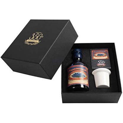 Jacques Herbin - Ref 27915T - 100ml Bottle of 'Special 350 Years' Ink with Inkwell Box & Porcelain Inkwell - Bleu Myosotis / Forget-Me-Not Blue - Blue-Coloured Ink