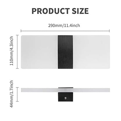 Glighone 2Pcs LED Wall Light Indoor Wall Wash Lights LED Wall Sconce Modern Wall Lamp Black Acrylic Lighting for Living Room Bedroom Hallway Dining