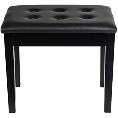 GRANDMA SHARK Piano Stool, Dressing Table Stool, Single Seat Keyboard Bench with Storage Compartment, Soft Faux Leather Padded Seat (Black)