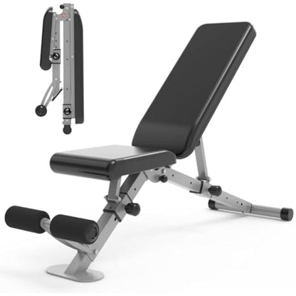 leikefitness Adjustable Weight Bench, Foldable Workout Training Bench with Automatic Locking for Upright Tilt and Flat Full Body Exercise