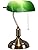 HJXDtech Vintage Desk Lamp/Table Light/Bedside Study Office Banker's Lamp with Green Glass Shade,Brass Base and Pull Switch