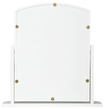 Home Selections Arched Wood Dressing Table Mirror, White, 44x44cm, Wooden Free Standing Tabletop Vanity Mirror