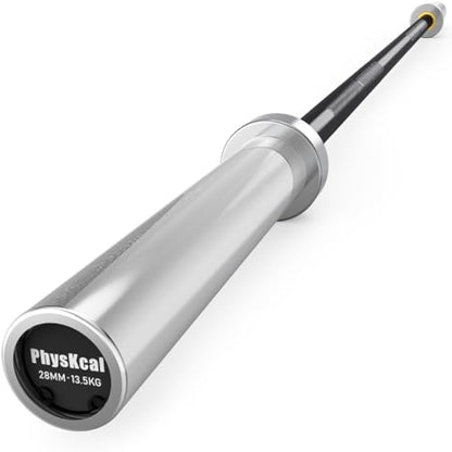 PhysKcal 4ft, 5ft, 6ft Barbell, Olympic EZ Curl Bar with Smooth Bushing & Bearing for 2'' Weight Plates, International Barbells for Press, Squat, Deadlift and Multiple Purposes
