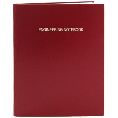 BookFactory Red Engineering Notebook - 96 Pages (.25" Engineering Grid Format), 8 7/8" x 11 1/4", Engineering Lab Notebook, Red Cover, Section Sewn Hardbound (EPRIL-096-LGS-A-LRT4)