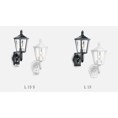 Steinel Outdoor Wall Light L 15 S black- 180° Motion Sensor, 10 m Reach,max. 60 W, Classic Design, for Entrance and Fronts