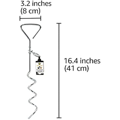 SunGrow Heavy-Duty Steel Dog Tie-Out Cable and Stake, Spiral Ground Anchor Spike with 360° Rotating Ring, Dog Tether Travel Accessories, Outdoor Yard Camping Accessories for Dogs up to 80 Pounds