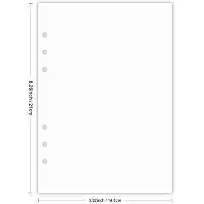 Nokingo A5 Blank Refills Paper for Filofax Planner/Binders, 100 Sheets/200 Pages, 100gsm White Paper, 6 Hole Loose Leaf Paper, 14.8x21cm
