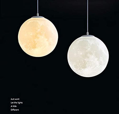 KRUIHAN Moon Ceiling Pendant Light,3D Moon Lampshade Ceiling,Planet Moon Ball Hanging Lamp Restaurant Bar Bedroom Bedside Moon Lamps Night Light Kids