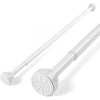Stainless Steel Extendable Shower Curtain Pole 83-130cm Tension Rods for Curtains Telescopic Curtain Poles No Drilling Adjustable Shower Curtain Rail for Kitchen Cupboard Closet Bathroom Window, White