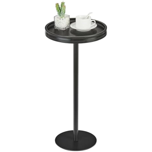 ZEXVIDA Small Round Coffee Table for Small Spaces,Drink Table for Living Room, Bedroom, Bathroom,Balcony (Black)