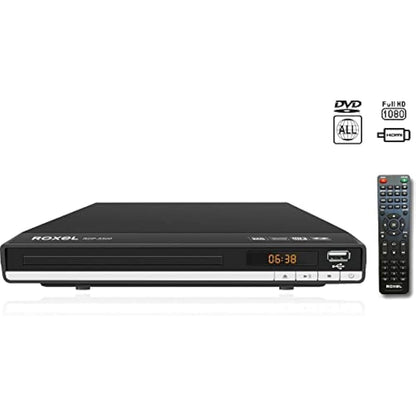 Roxel RDP-S500 DVD Player with HDMI Cable for TV, Multi Region DVD Player with USB Port, Remote Control, CD Player with FULL HD HDMI and RCA Port