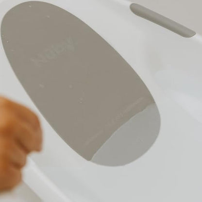 Nuby Newborn Baby Bath with Anti-Slip Support | Soft Headrest | Plug | Suitable from Newborn (White)