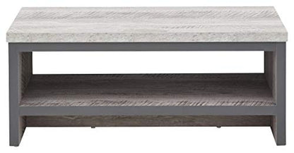 GFW Boston Grey Wood Effect Coffee Table with Shelf, Industrial Style Coffee Table with Storage Shelf, Modern Living Room Furniture