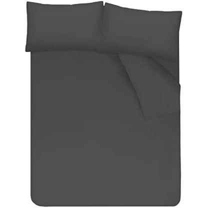 Sleepdown Velvet Cuff Charcoal Grey Panel Band Luxury Soft Cosy Duvet Cover Quilt Bedding Set with Pillowcases - King (220cm x 230cm)