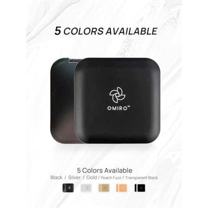 OMIRO Compact Mirror, 1X/10X Magnifying Travel Mirror, Pocket Mirror for Handbag-Foldable, Lightweight, Square, 8.9 cm (Black)