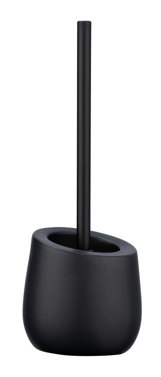 WENKO Badi Black Toilet Brush Set Ceramic with Matte Finish, Includes Toilet Brush with Silicone Brush Head and Non-Stick Effect