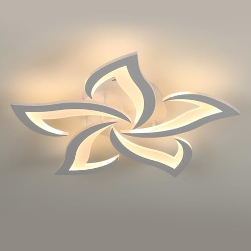 Comely LED Ceiling Light, 60W 6750LM Modern Lamp, Elegant Petal Design Light for Living Room Bedroom Dining Room (Warm Light 3000K, Dia 60cm)