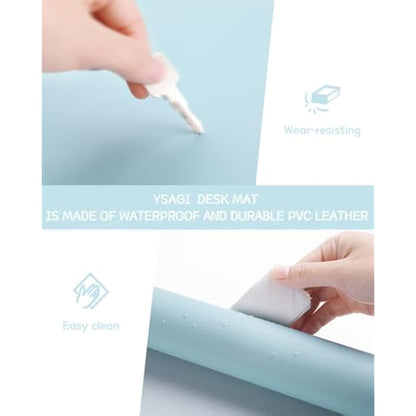 Non-Slip Desk Pad, Waterproof PVC Leather Desk Table Protector, Ultra Thin Large Mouse Pad, Easy Clean Laptop Desk Writing Mat for Office Work/Decor/Home (Light Blue, 80 x 40 cm)