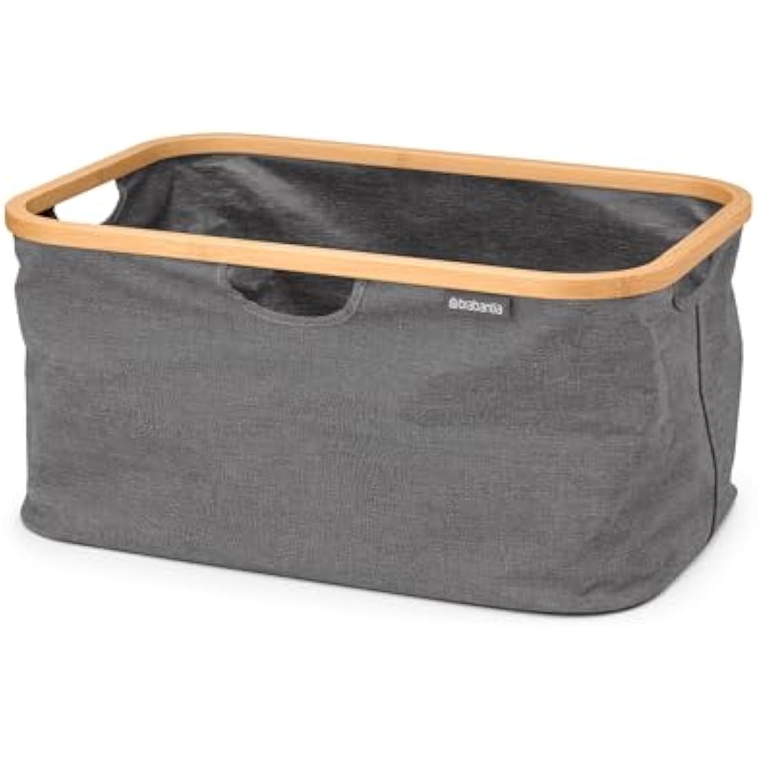 Brabantia - Foldable Laundry Basket 40L - Water Resistant Hamper for Wet & Dry Laundry - Storage Basket for Clothes & Linen - Bamboo Rim for Easy Grip - Garment Washing - Home Accessory - Pepper Black