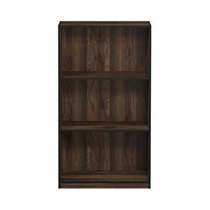 Furinno Basic 3-Tier Bookcase Storage Shelves, Columbia Walnut/Black