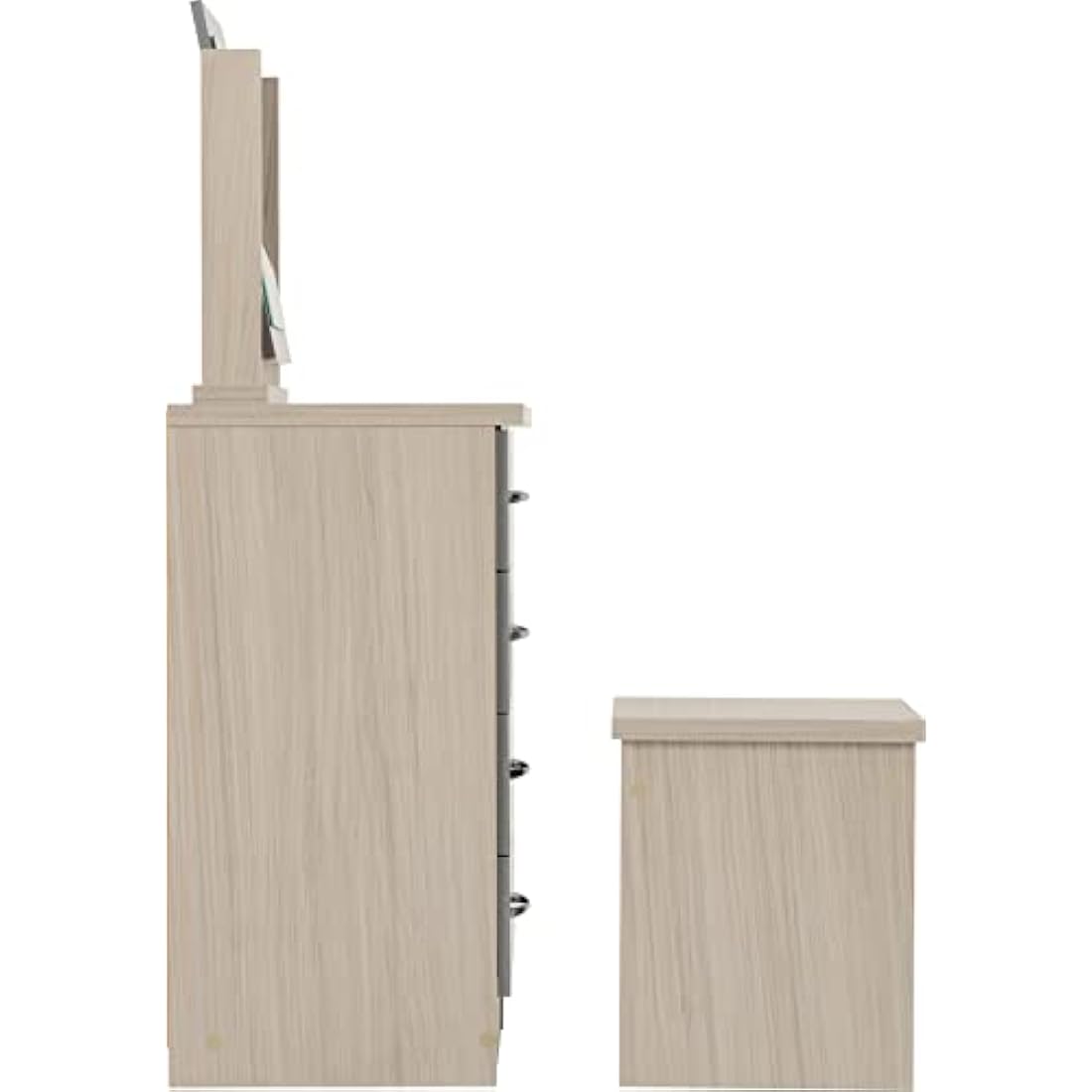 Seconique Nevada Dressing Table Set in Grey Gloss/Light Oak Effect Veneer