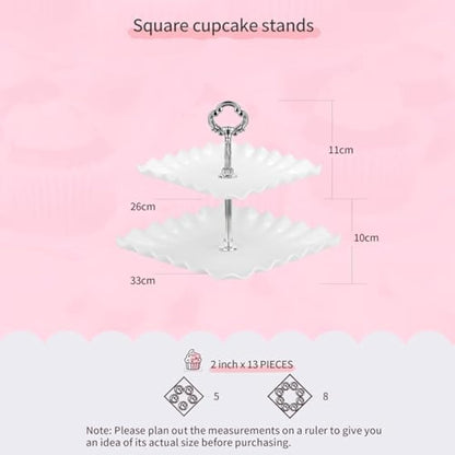 Pack of 10 NWK Cake Stand, Cupcake Stand, with 3 x Two-Tier Cupcake Stands, 3 x Three-Tier Cupcake Stands, 4 x Appetizer Trays, for Birthday Baby Bridal Shower Party (Silver)