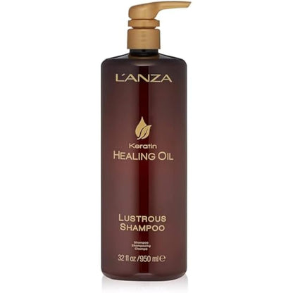 L'ANZA Keratin Healing Oil Lustrous Shampoo for Damaged Hair - Nourishes, Repairs, and Boosts Hair Shine and Strength for a Perfect Silky Look, Sulfate-free, Paraben-free, Gluten-free (950ml)