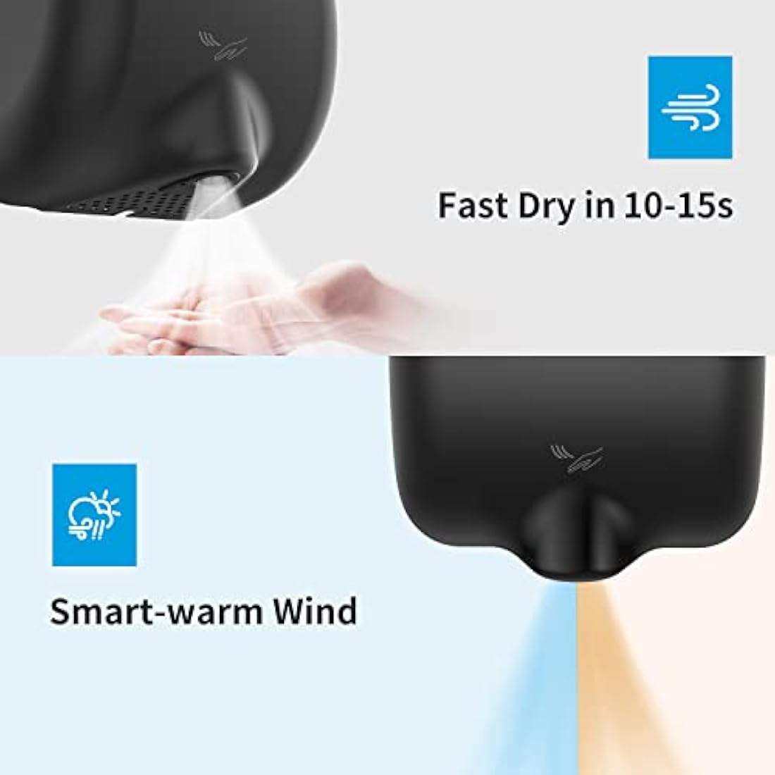 anydry 2800 Commercial Hand Dryer,Heavy Duty Stainless Steel Hand Dryers,Electric Hand Dryer For Toilet.(Matte Black)