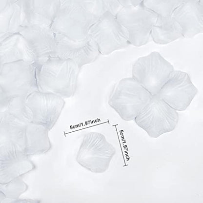 JCF 2000 Pieces Rose Petals, Artificial Flower Petals, No-Taste Emulation Roses Petals for Bedroom Wedding Valentine's Day Anniversary Party Romantic Decorations(White)