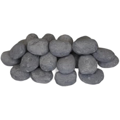 The Stove Wizard Gas Fire Replacement 20 Grey & White Ceramic Coal Pebbles Suitable for Gas, Electric, LPG and Bio Ethanol Fires