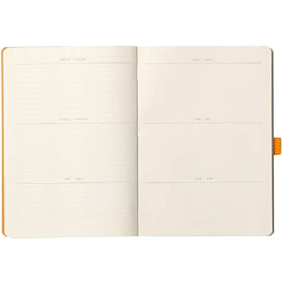 RHODIA 117772C - Soft Notebook Bullet Journal Goalbook Raspberry - A5 - Small Squares - 240 pages - 90g Ivory Clairefontaine Paper - 2 Ribbons, Elastic Closure - Faux Leather Cover