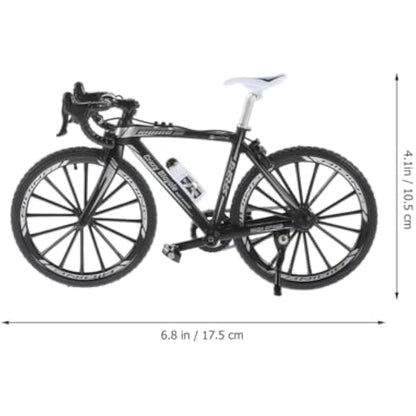 NUOBESTY Alloy Bicycles Model, Creative Alloy Model 1: 10 Mini Simulation Racing Bike Finger Bicycle Toy Desktop Decoration for Kids and Adults, Curving Grip Black