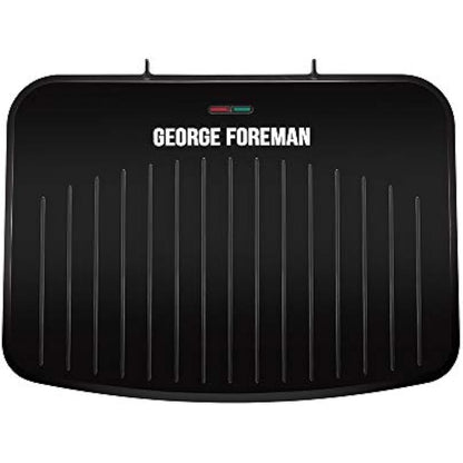 George Foreman Large Electric Fit Grill [Non stick, Healthy, Griddle, Toastie, Hot plate, Panini, BBQ, Energy saving, Vertical storage, Easy clean, Drip tray, Ready to cook light] Black, 2400W 25820