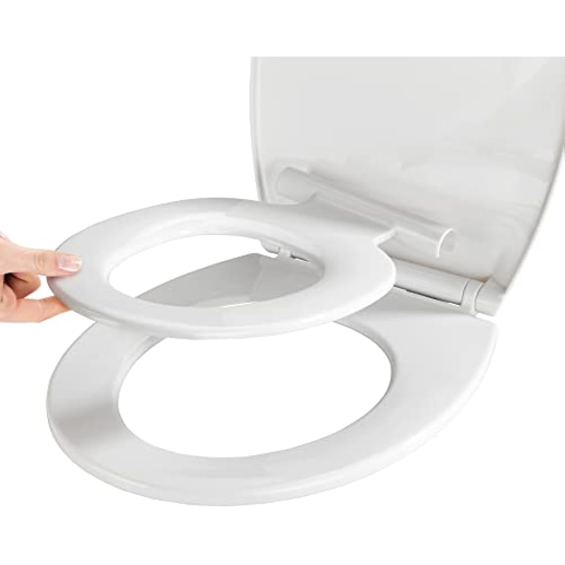 WENKO 22971100 Toilet seat Syros Family - 2 in 1 toilet seat for children and adults with soft-closing mechanism, Thermoplastic, 37 x 44 cm, White