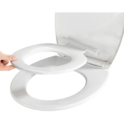 WENKO 22971100 Toilet seat Syros Family - 2 in 1 toilet seat for children and adults with soft-closing mechanism, Thermoplastic, 37 x 44 cm, White