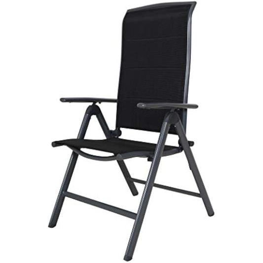 Chicreat Upholstered Folding High-Back Chair, Dark Grey/Black, Aluminium