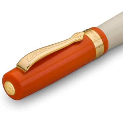 Kaweco STUDENT 70's Soul Fountain Pen I Premium Acrylic Fountain Pen for Ink Cartridges I Nostalgic Fountain Pen in Orange and Cream with Golden Details I Student Pen 16 cm I Nib: M (Medium)