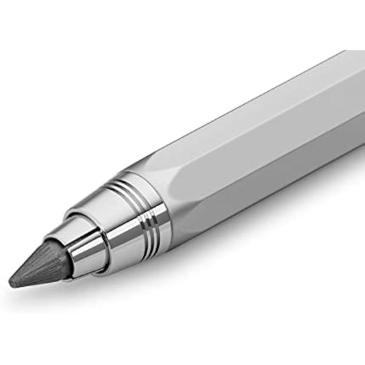 Kaweco Sketch Up Satin Chrome 5.6mm 5B Lead Mechanical Pencil - Solid Metal Octagonal Eight Edge Design, 10.3 cm Retractable, Refillable, Silver
